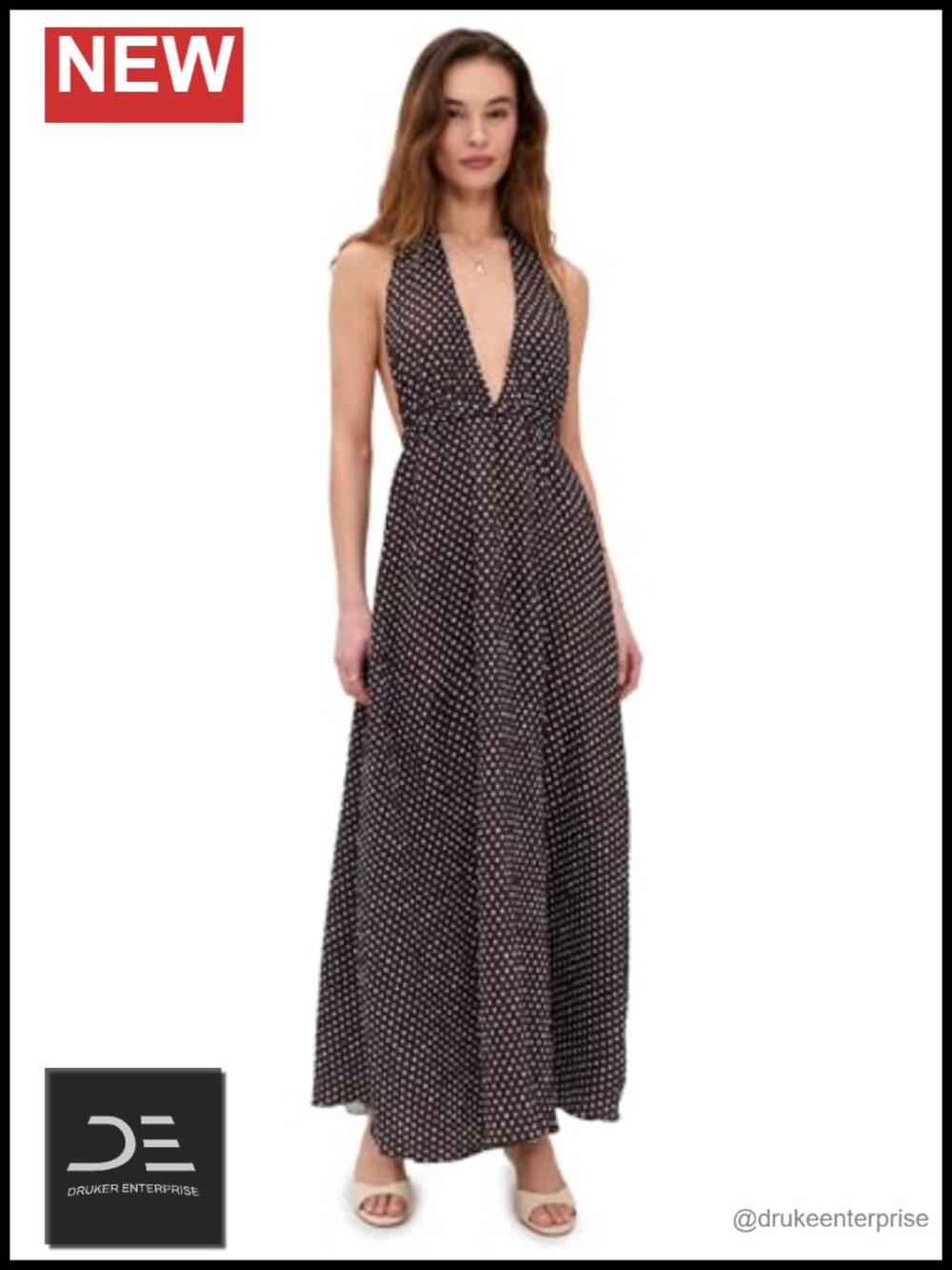 Lioness Halter Maxi Dress Lightweight Stretch Plisse Casual Beach